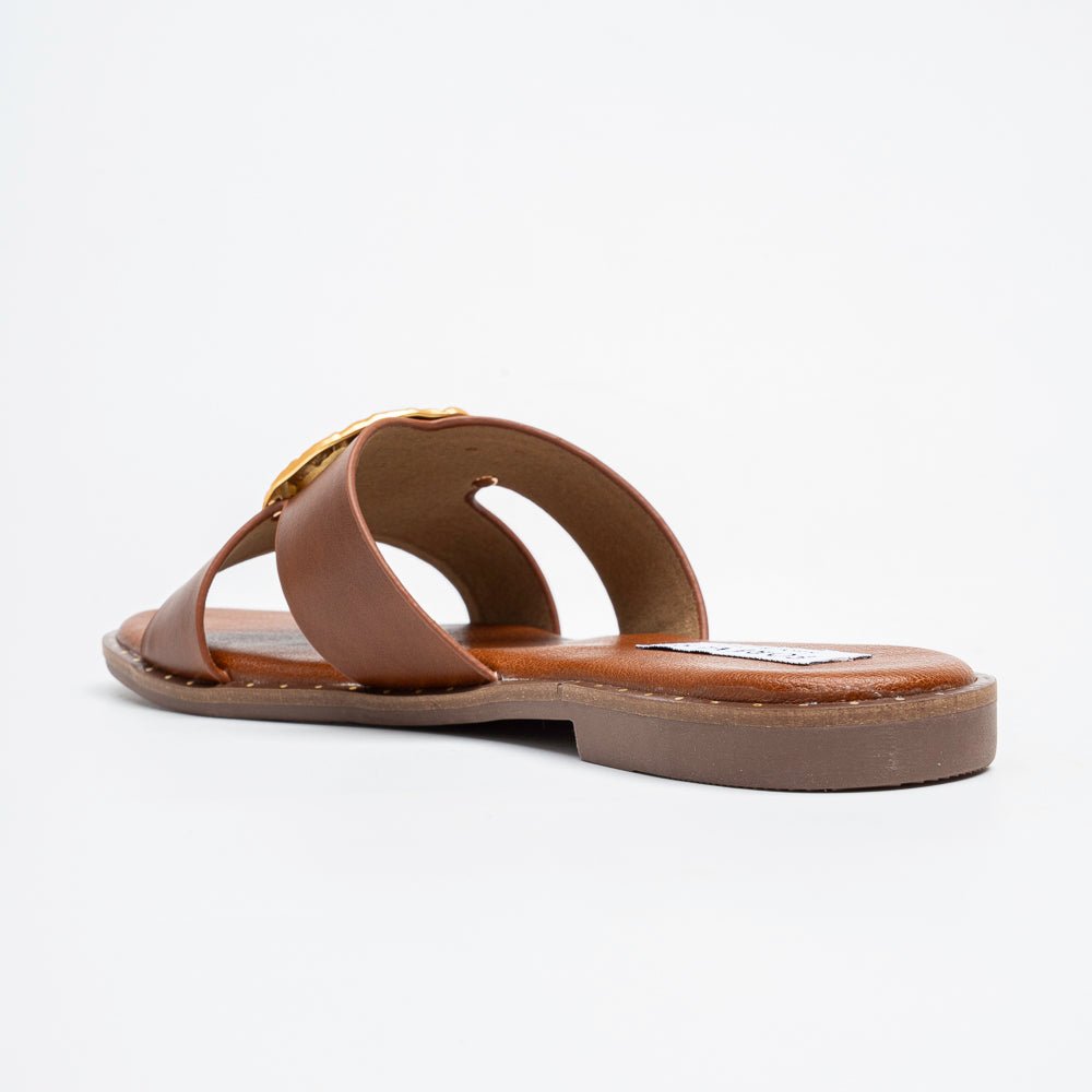 Aurelia Luxe Slides - Tan Flats - view 5