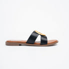 Aurelia Luxe Slides - Black Flats