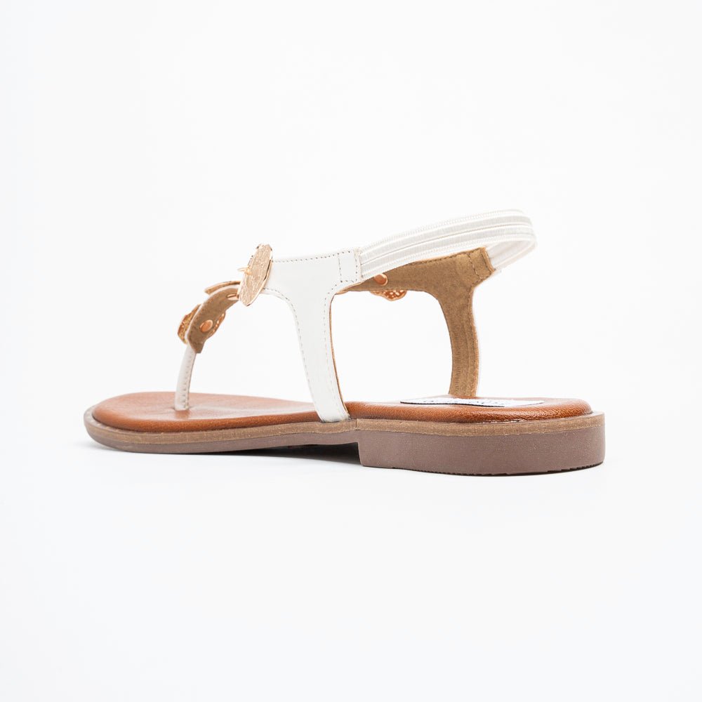 Coin Cascade - White Flat Sandal - view 6