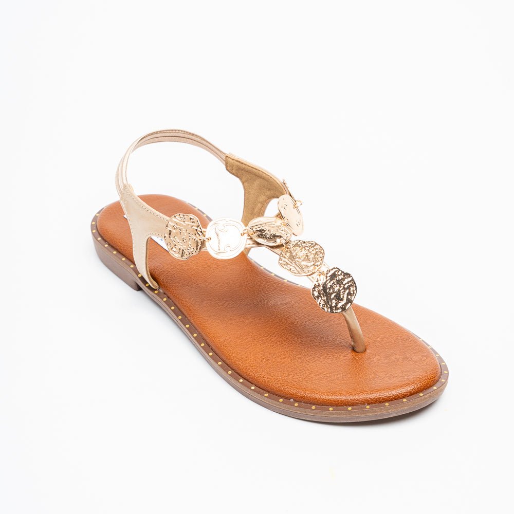 Coin Cascade - Gold Flat Sandal - view 3
