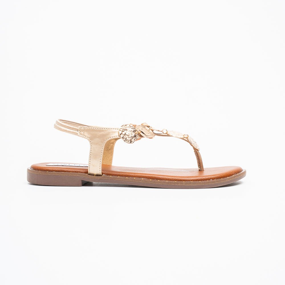Coin Cascade - Gold Flat Sandal - view 2