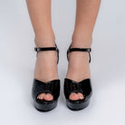 The Skyline Slay Black Platform Heels — back view | Forever Shoe Bazar