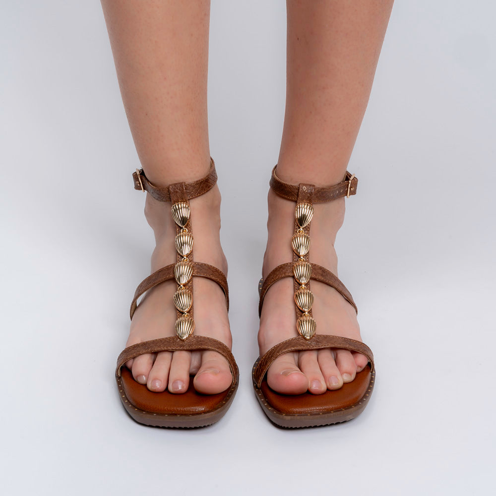The Bead Drip brown beaded flats for women | Forever Shoe Bazar