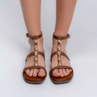 The Bead Drip brown beaded flats for women | Forever Shoe Bazar