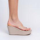 The Clear Cut Wedge - Beige Platform Heels — view 5