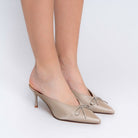 The Bow Drop - Gold Mules — view 6