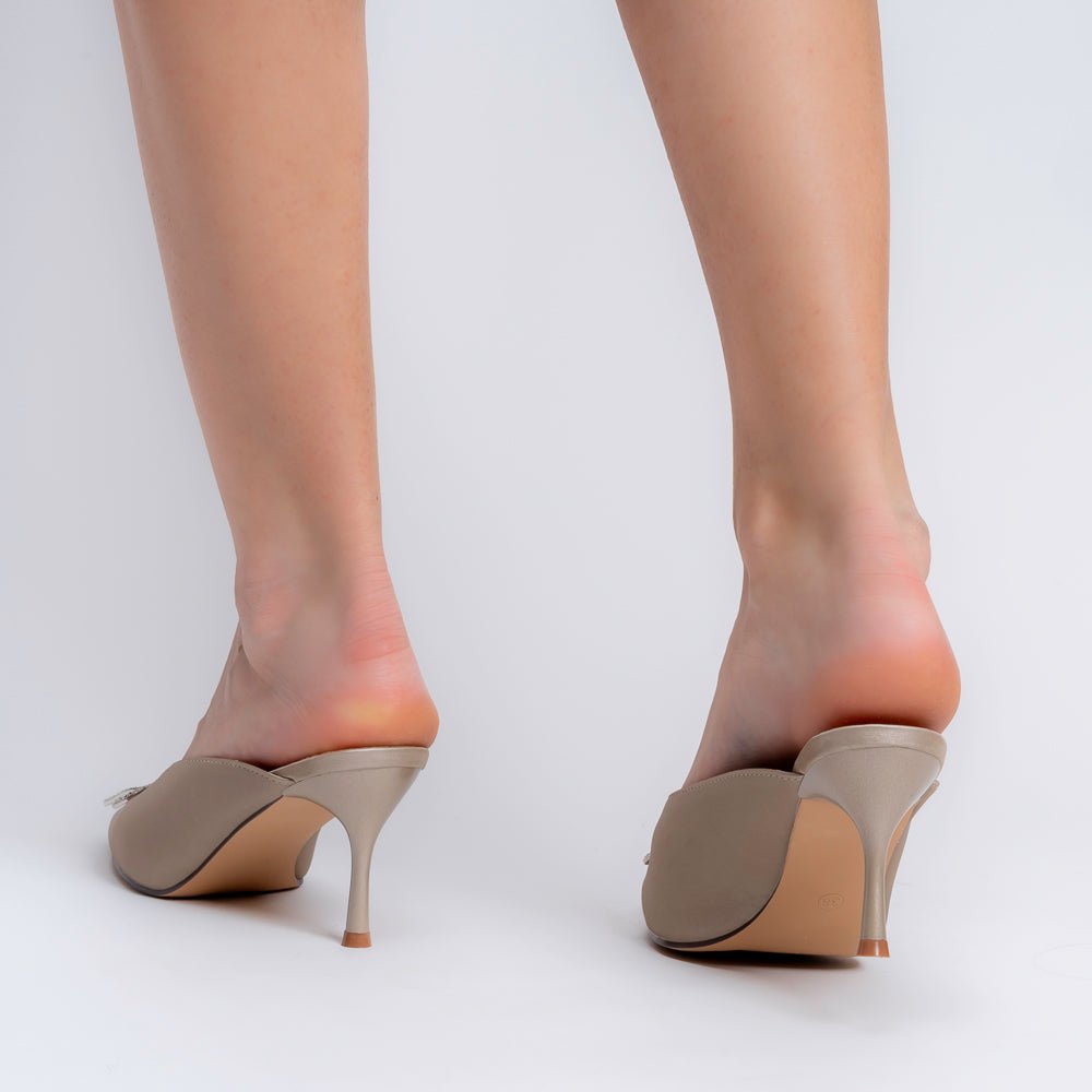 The Bow Drop - Gold Mules — view 5