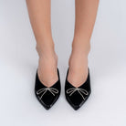 The Bow Drop - Black Mules