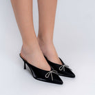 The Bow Drop - Black Mules — view 6