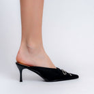 The Bow Drop - Black Mules — view 4