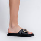 The Buckle Up Babe - Black Flats — view 5