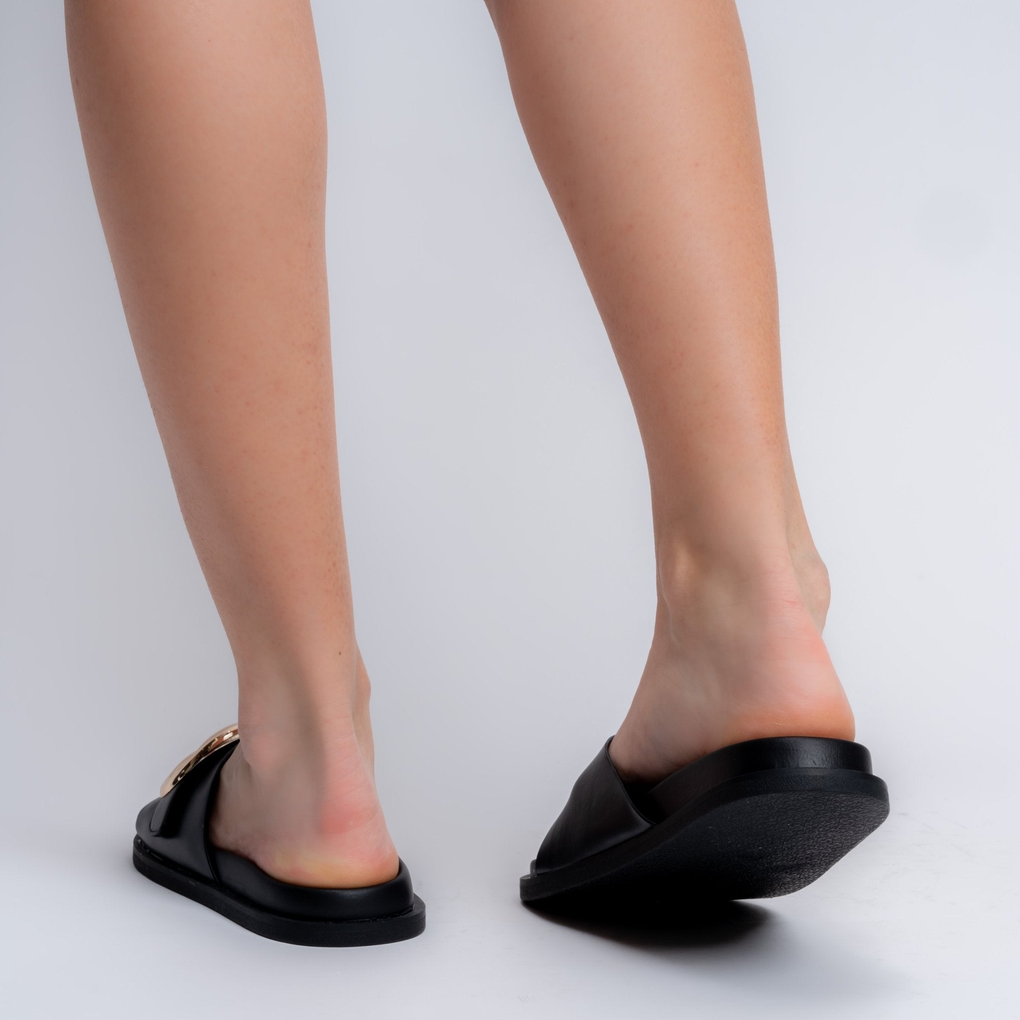 The Buckle Up Babe - Black Flats — view 6