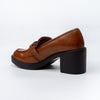 Elevate Elegance - Camel Heeled Loafers