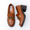 Elevate Elegance - Camel Heeled Loafers
