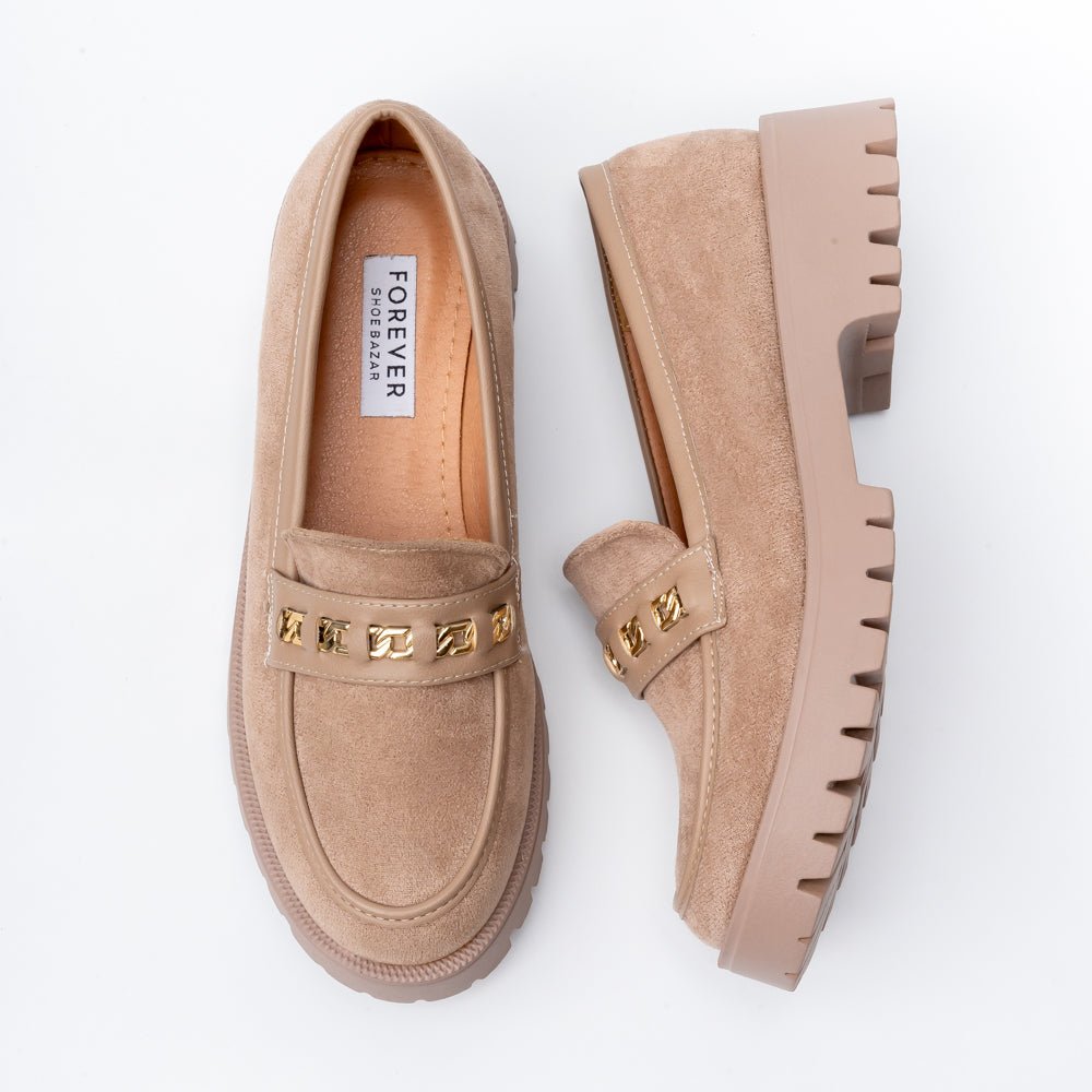 Chic Khaki Suede Loafers - view 5