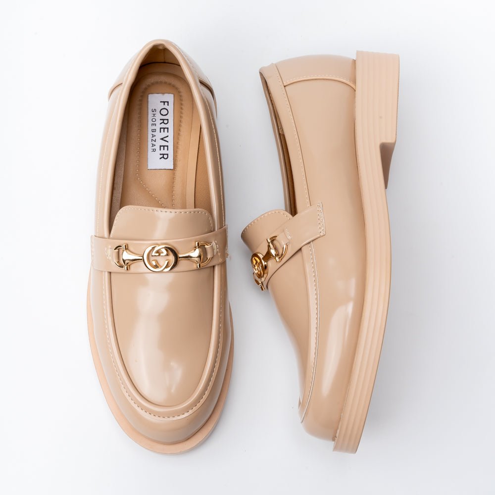 Urban Gloss - Beige Patent Loafers - view 5
