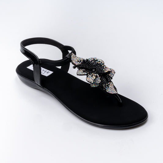Glow Wing - Black Flats Sandal