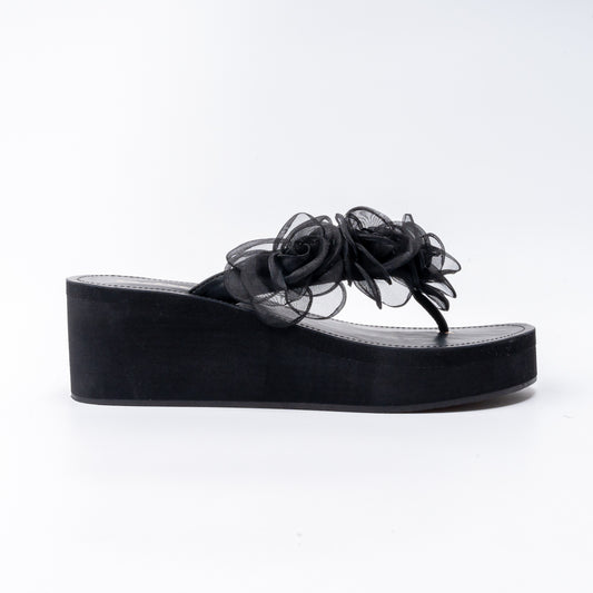 Graceful Petal - Black Casual Heels