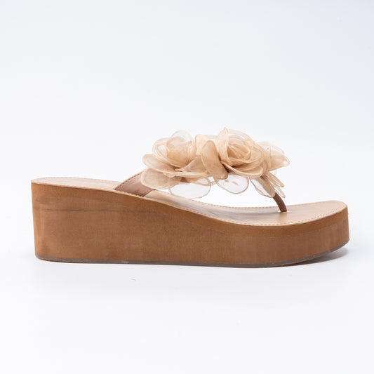 Graceful Petal - Beige Casual Heels