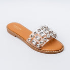 Crystal Clear Luxe Sildes - Silver Flats - view 2