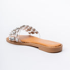 Crystal Clear Luxe Sildes - Silver Flats - view 3