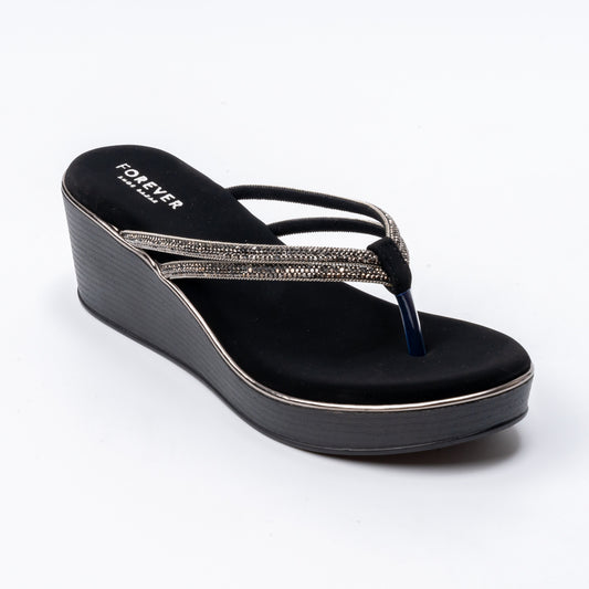Gleam Wedge - Black Platform Heels