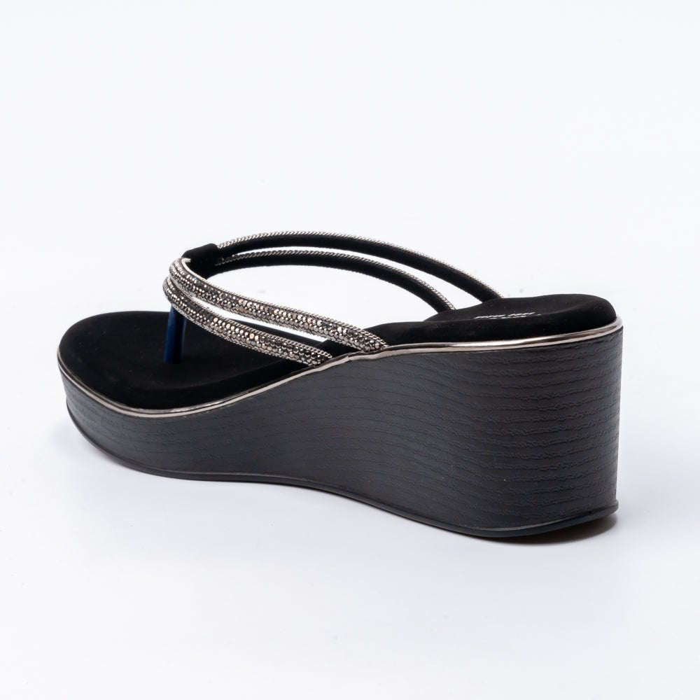 Gleam Wedge - Black Platform Heels - view 3