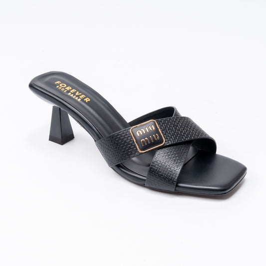 Cross Vine Logo - Black Casual Heel