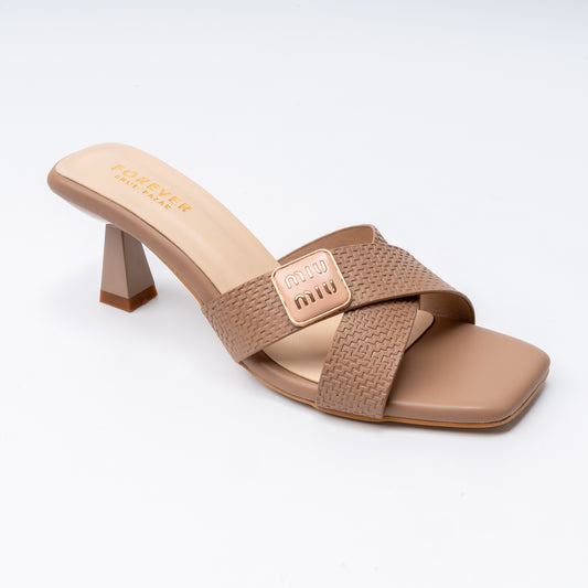 Cross Vine Logo - Beige Casual Heel