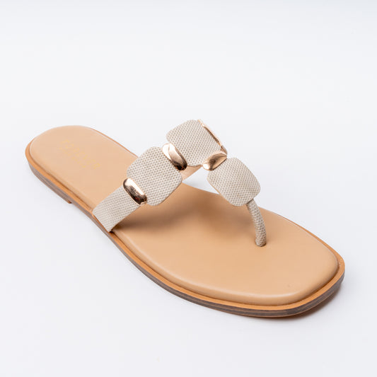 Radiant Step Slides - Beige Flats