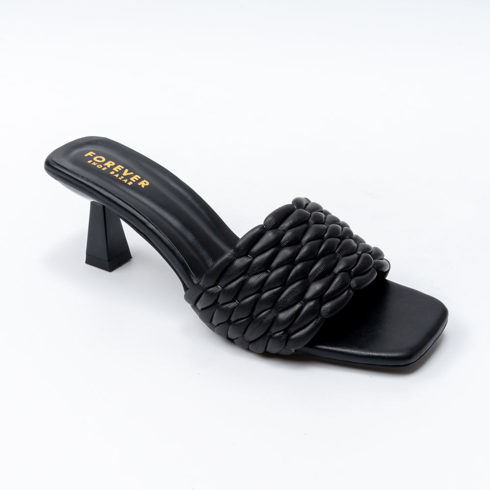 Elara Braided - Black Casual Heels - view 3
