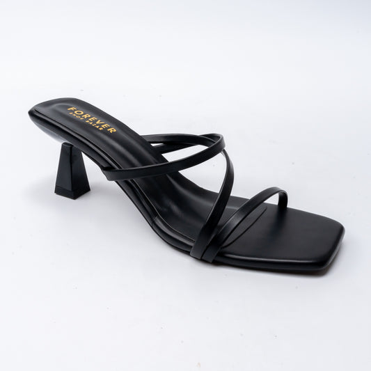 Strappy Black Kitten-Heel