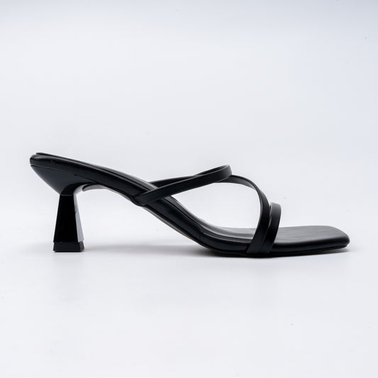 Strappy Black Kitten-Heel