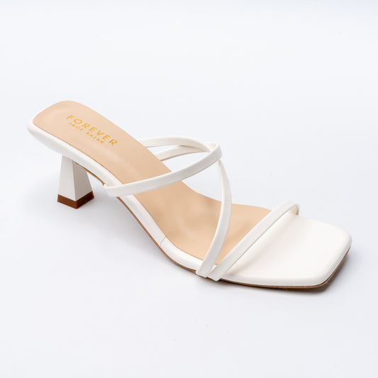 Strappy - White Kitten‑Heel