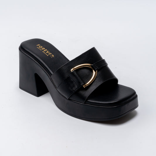Buckle It Mule – Black Casual