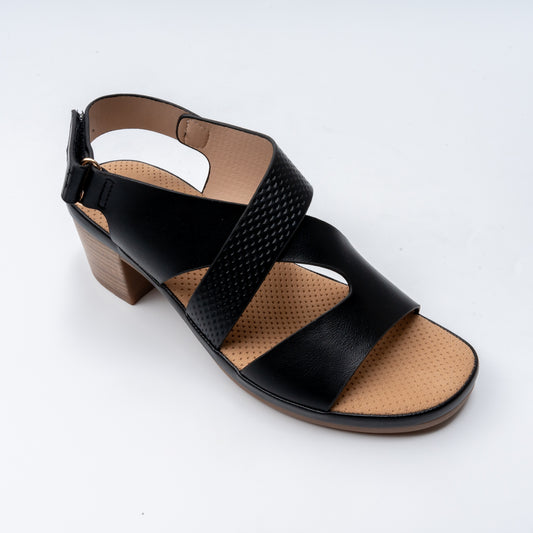 Lunar Straps - Black Block Heel Sandal