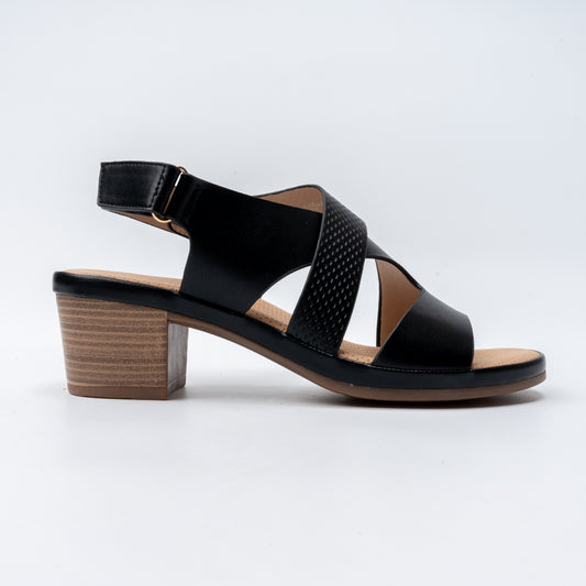 Lunar Straps - Black Block Heel Sandal