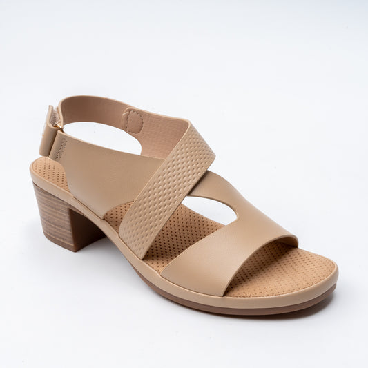 Lunar Straps - Beige Block Heel Sandal