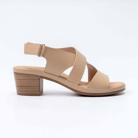 Lunar Straps - Beige Block Heel Sandal