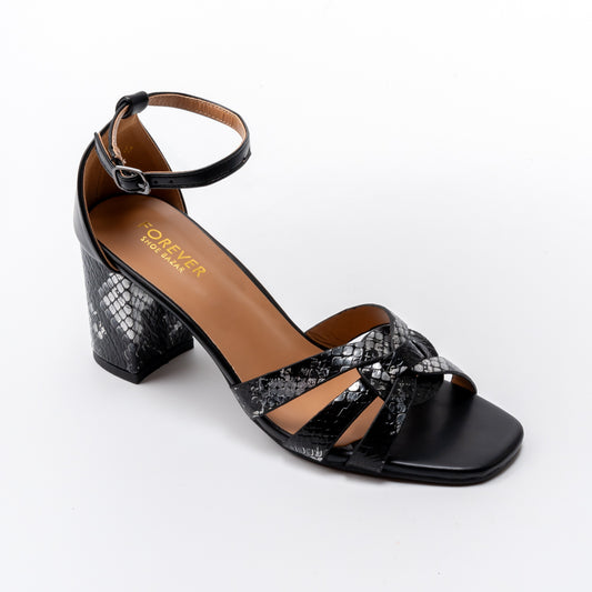 Snake Forever Comfort - Black Heel Sandals
