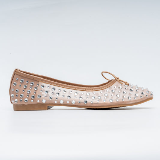 Sparkle Studded- Khaki Flat Ballerinas