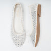 Sparkle Studded- White Flat Ballerinas