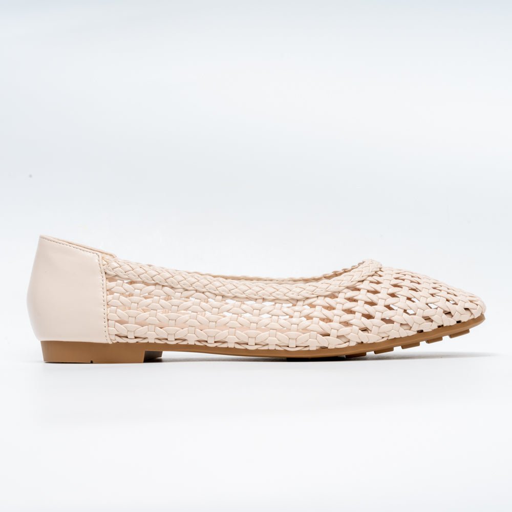 Woven Mesh - Beige Flats Ballerinas