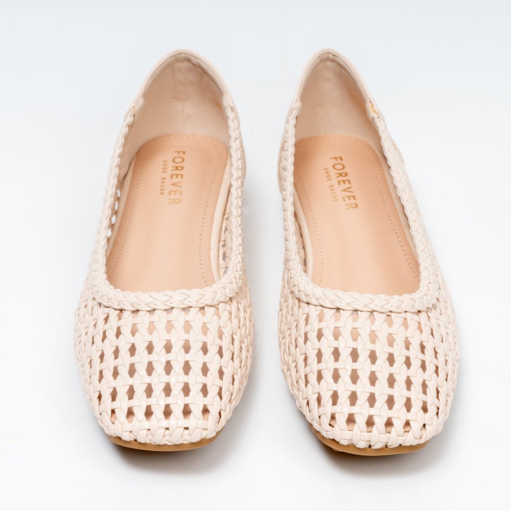 Woven Mesh - Beige Flats Ballerinas - view 4