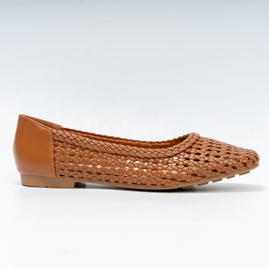 Woven Mesh - Brown Flats Ballerinas