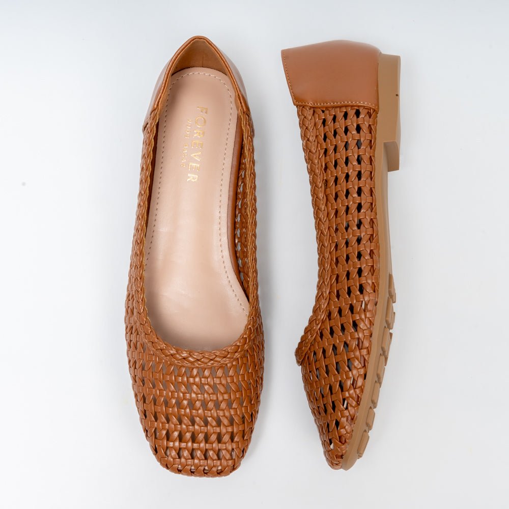 Woven Mesh - Brown Flats Ballerinas - view 5