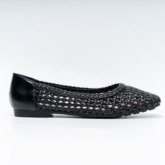 Woven Mesh - Black Flats Ballerinas