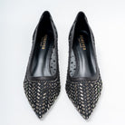 Aurevia Crystal Mesh Pointed Toe Kitten Heels - Black - view 4