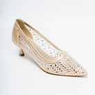 Aurevia Crystal Mesh Pointed Toe Kitten Heels - Gold - view 2