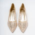 Aurevia Crystal Mesh Pointed Toe Kitten Heels - Gold - view 4